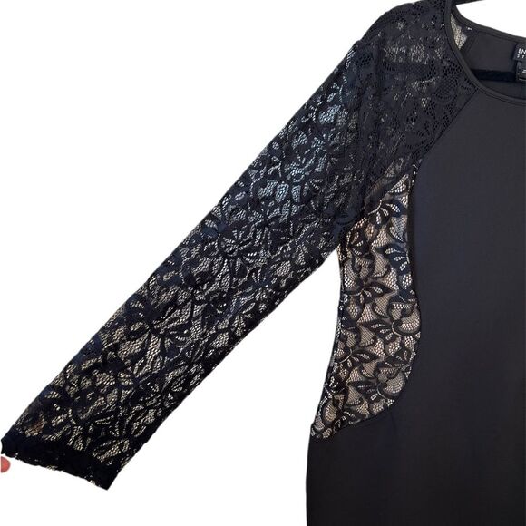 NWT EnFocus Studio Black Lace Bodycon Illusion Dress Long Sleeve Sz 14 - Picture 3 of 8
